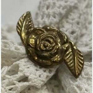 Vintage Anthropologie Brass Rose Napkin Rings set of 2